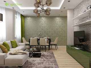 Дизайн трехкомнатной квартиры 120 кв. м в современном стиле, ЕвроДом ЕвроДом Phòng khách phong cách tối giản