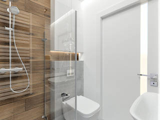 Mała łazienka gościnna, Wkwadrat Architekt Wnętrz Toruń Wkwadrat Architekt Wnętrz Toruń Modern style bathrooms Wood Wood effect