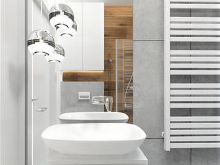 Mała łazienka gościnna, Wkwadrat Architekt Wnętrz Toruń Wkwadrat Architekt Wnętrz Toruń Ванная комната в стиле модерн Бетон