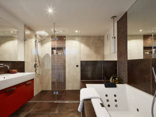 Modern Three Storey Townhouse Bennett, Baufritz (UK) Ltd. Baufritz (UK) Ltd. Classic style bathroom Tiles Beige