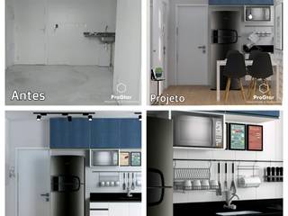 Apartamento 34m2, ProGtar Arquitetura & Engenharia ProGtar Arquitetura & Engenharia Small kitchens