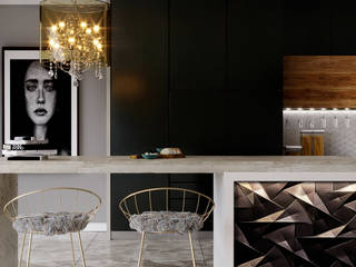 Villa- reception-open kitchen , Swan Studio Swan Studio Dapur Modern