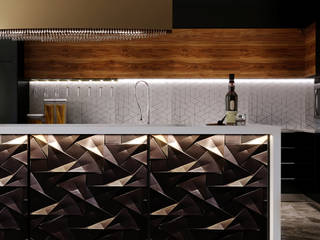 Villa- reception-open kitchen , Swan Studio Swan Studio 現代廚房設計點子、靈感&圖片