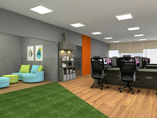 Commercial, In Design Decor In Design Decor Modern Çalışma Odası İşlenmiş Ahşap Şeffaf