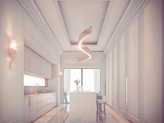 Lovely White Kitchen Room Design, IONS DESIGN IONS DESIGN 주방 설비 대리석 화이트