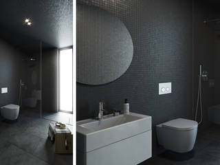 Moradia unifamiliar T3 em Loures (Casa NA), FMO ARCHITECTURE FMO ARCHITECTURE Minimalist style bathroom Ceramic