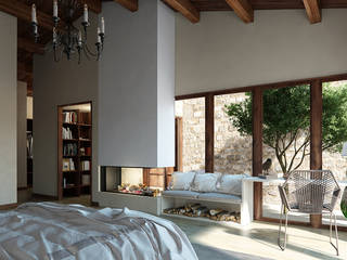 Vivienda unifamiliar aislada (Teruel)., Bau Arquitectura Tarragona Bau Arquitectura Tarragona Rustic style bedroom
