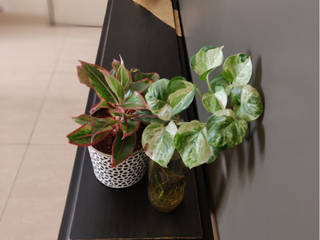 Black and gold Console Table, FFStudio FFStudio Eclectic style corridor, hallway & stairs Solid Wood Multicolored