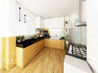 Kitchen set & interior dapur, viku viku Nhà bếp phong cách tối giản