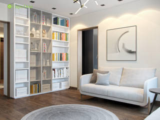 Дизайн четырехкомнатной квартиры 110 кв. м в современном стиле. Фото проекта, ЕвроДом ЕвроДом Living room