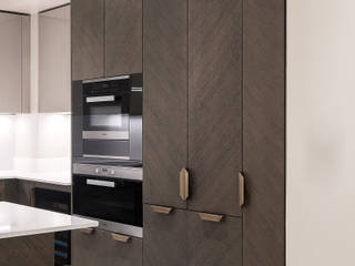 Cucina con penisola e colonne su layout angolare in un esclusivo multiapartment a Londra, TM Italia TM Italia Modern kitchen