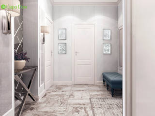 Дизайн трехкомнатной квартиры 62 кв. м в стиле ар-деко. Фото проекта, ЕвроДом ЕвроДом Eclectic style corridor, hallway & stairs