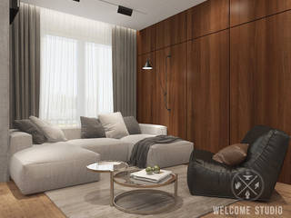 «Квартира для архитекторов» в г. Москва, Мастерская дизайна Welcome Studio Мастерская дизайна Welcome Studio Living room