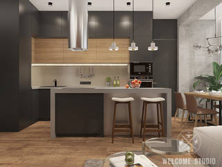 «Квартира для архитекторов» в г. Москва, Мастерская дизайна Welcome Studio Мастерская дизайна Welcome Studio Kitchen