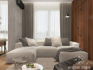 «Квартира для архитекторов» в г. Москва, Мастерская дизайна Welcome Studio Мастерская дизайна Welcome Studio Living room