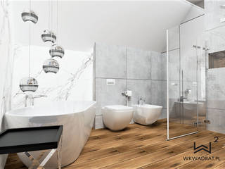 Łazienka w Sławnie, Wkwadrat Architekt Wnętrz Toruń Wkwadrat Architekt Wnętrz Toruń Modern bathroom Marble