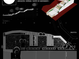 PARQUE BIBLIOTECA, ESQUEMA ARQUITECTURA ESQUEMA ARQUITECTURA 미니멀리스트 발코니, 베란다 & 테라스 벽돌