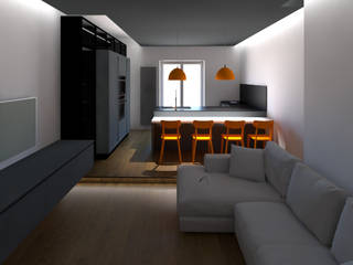 Trasformazione in open space di un appartamento con cucina e ingresso separati , G&S INTERIOR DESIGN G&S INTERIOR DESIGN Cocinas equipadas