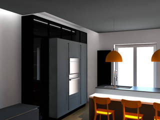 Trasformazione in open space di un appartamento con cucina e ingresso separati , G&S INTERIOR DESIGN G&S INTERIOR DESIGN Dapur built in