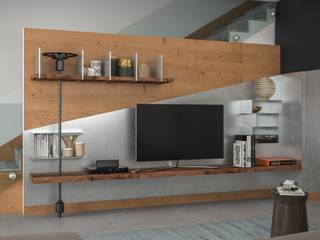 Design & Render Zona Living e Sala da Pranzo, Santoro Design Render Santoro Design Render Industrial style living room