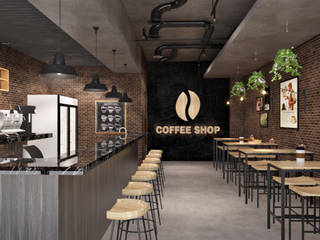 Coffee Shop, SARAÈ Interior Design SARAÈ Interior Design Salle à manger scandinave Contreplaqué Marron