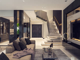 Palm Valley l Residential Project , ICONIC DESIGN STUDIO ICONIC DESIGN STUDIO غرفة المعيشة