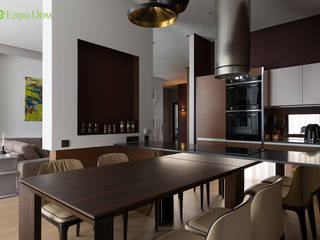 Ремонт четырехкомнатной квартиры 103 кв. м в современном стиле. Фото проекта, ЕвроДом ЕвроДом Phòng ăn phong cách tối giản