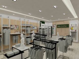 Render Retail Italmod en Santiago, AUTANA estudio AUTANA estudio พื้นที่เชิงพาณิชย์ แผ่นไม้อัด