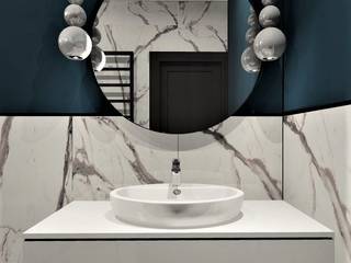 Łazienka gościnna w domie pod Toruniem, Wkwadrat Architekt Wnętrz Toruń Wkwadrat Architekt Wnętrz Toruń Modern bathroom Marble