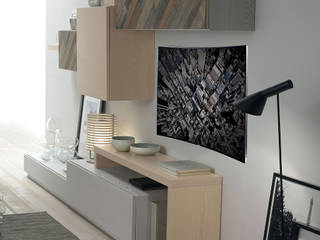 Un soggiorno moderno con angolo studio, Idea Stile Idea Stile Modern living room Wood Wood effect