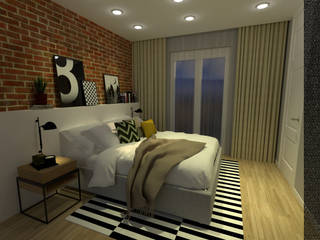 Proyecto de reforma vivienda Roger de Flor , Zenit Estudio Zenit Estudio Industrial style bedroom Bricks White