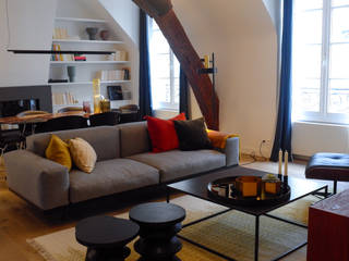 Rénovation d'un appartement 4 pièces 95m2 + déco, Créateurs d'Interieur Créateurs d'Interieur Modern Living Room Grey