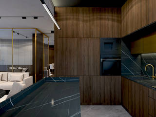 Apartament w Rzeszowie, MACZ Architektura - Architekt wnętrz Rzeszów MACZ Architektura - Architekt wnętrz Rzeszów Modern Kitchen Wood Wood effect