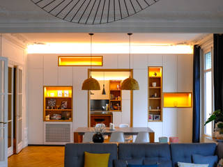 Transformation d'un cabinet médical en appartement familial (230 m2), Créateurs d'Interieur Créateurs d'Interieur Salon moderne