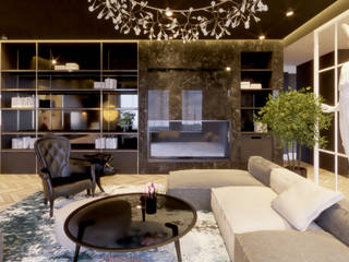 Black and White Decoration Combination, allwall group ltd allwall group ltd Salas de estar modernas Mármore