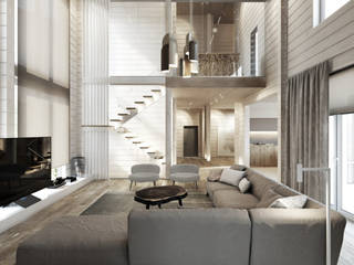 Загородный дом в Подмосковье, Suiten7 Suiten7 Scandinavian style living room Wood