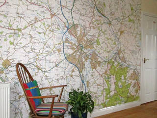 Living Room Ordnance Survey Map Wallpaper Mural, Redcliffe Imaging Ltd Redcliffe Imaging Ltd Salones eclécticos