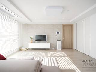 부산 전망 좋은 해운대 아파트 인테리어, 로하디자인 로하디자인 Moderne Wohnzimmer Weiß