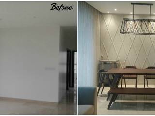 Before - After, Shreya Bhimani Designs Shreya Bhimani Designs Moderne eetkamers