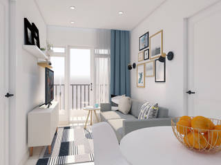 Apartment Puri Mansion , DSL Studio DSL Studio Scandinavian style living room Wood White