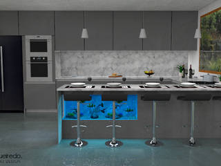 Cozinha com aquário, Pedro Figueiredo 3D Design Pedro Figueiredo 3D Design 모던스타일 주방