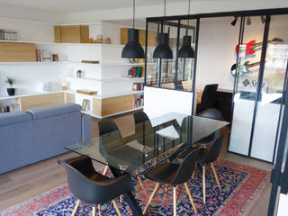 Création d'un bureau à domicile dans un appartement, Créateurs d'Interieur Créateurs d'Interieur Salas de estar escandinavas