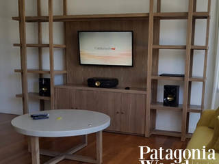 MOBILIARIO COMPLETO PARA DEPARTAMENTO EN TIGRE, Patagonia wood Patagonia wood Вітальня Масив Різнокольорові