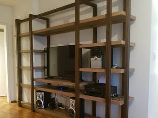 MUEBLE BIBLIOTECA TV, Patagonia wood Patagonia wood Rustikale Wohnzimmer Massivholz Mehrfarbig