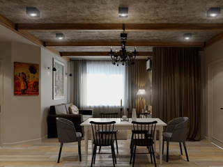 The modern interior in the style of Scandi-loft, Fusion Dots Fusion Dots Eclectic style dining room