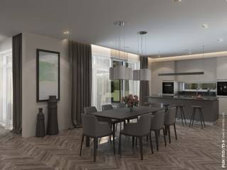 Luxury and comfort of the interior of a private house in Art Deco style, Fusion Dots Fusion Dots Eclectic style dining room