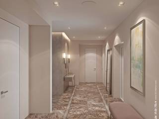 Luxury and comfort of the interior of a private house in Art Deco style, Fusion Dots Fusion Dots Eclectic style corridor, hallway & stairs