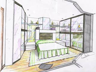 Reforma de dormitorio matrimonial en Huesca, Clarion - acotrazio d'interiors S.L.U Clarion - acotrazio d'interiors S.L.U 小さな寝室 アルミニウム/亜鉛