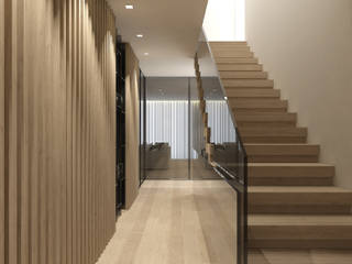 VP House, 411 - Design e Arquitectura de Interiores 411 - Design e Arquitectura de Interiores Couloir, entrée, escaliers modernes