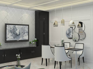 Apartemen Izzara , DSL Studio DSL Studio Modern Dining Room Engineered Wood White
